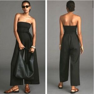 FAITHFULL THE BRAND Anthropologie Alegrias Strapless Linen Jumpsuit NEW US 10